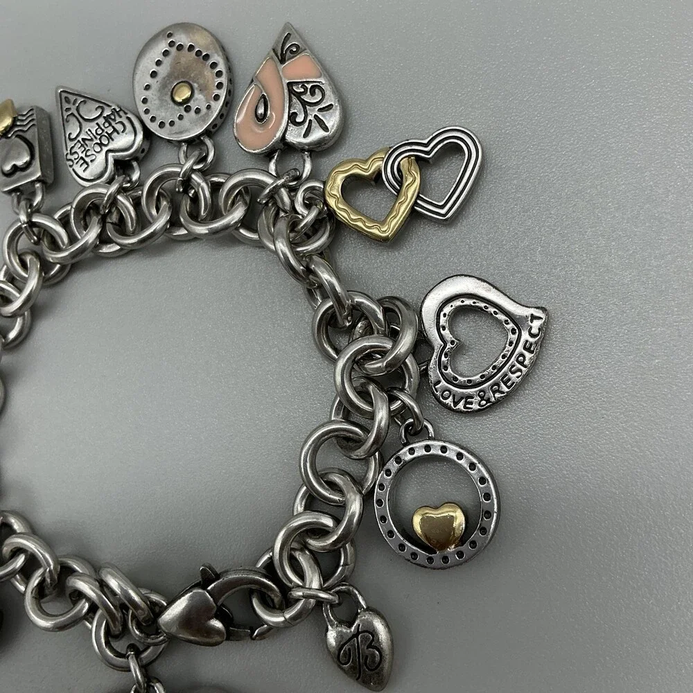 Brighton Womens Watch 27mm Pink Heart Dial Charm Bracelet New Battery 8